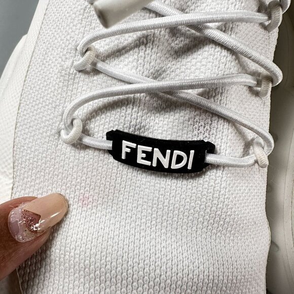 Fendi Vocabulary Technical Sneakers Mesh Knit High Top Shoes White Men Size 10 - Picture 16 of 16